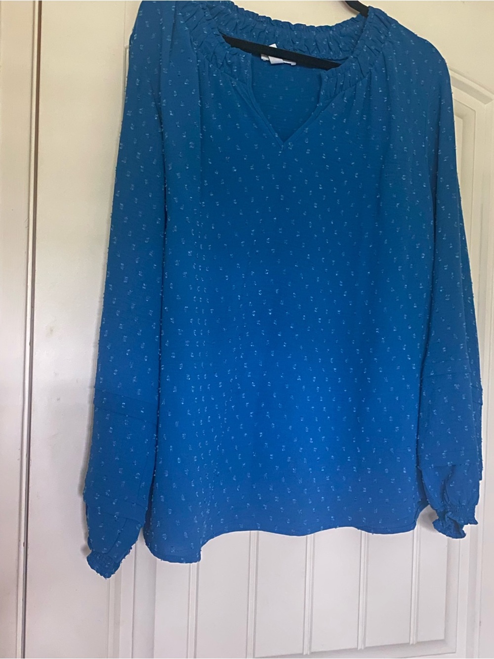 Canyon Retreat Deep Blue  V-Neck Textured Top